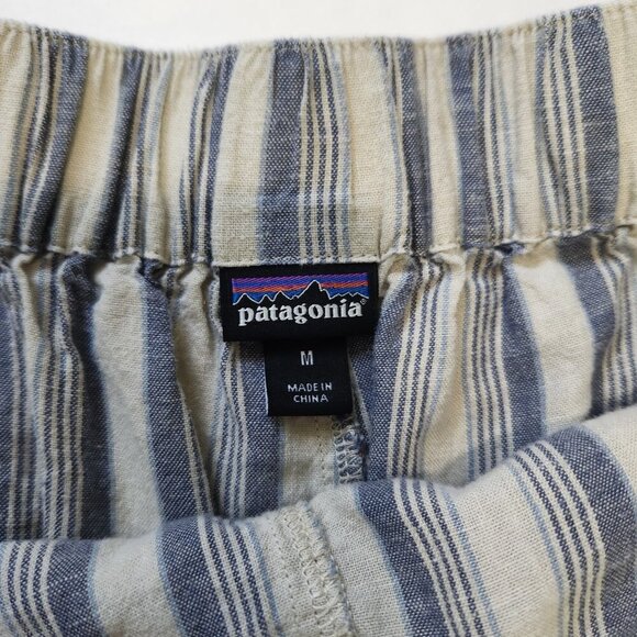 Patagonia Garden Island Shorts Womens M Gray Blue Stripe Wrap Tie Front Gorpcore - Picture 3 of 7